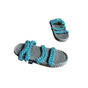 Nomadic State of Mind Rope Sandals Teal Braided Vegan Slip On Sandals 40/8-8.5